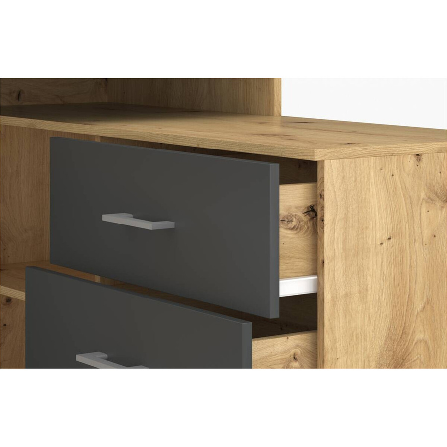 Schreibtisch KURT von WIPMEB in Eiche Artisan Nachbildung, Anthrazit und Braun, mit Schubladenelement, B/H/T: 120 x 75,4 x 122 cm - Bild 3