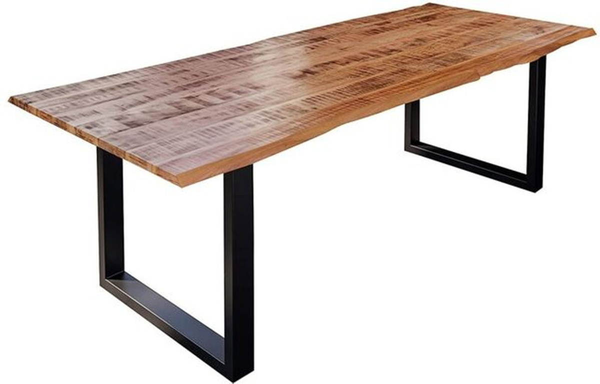 Esstisch Dora aus Massivholz Mango mit Baumkante und U-Gestell in Natur und Schwarz, B: 280 cm, T: 100 cm - Bild 1