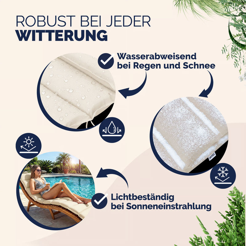 Sonnenliege Auflage DETEX Creme mit wasserabweisendem Polyester B/T/H: 183 x 56 x 7 cm - Bild 2