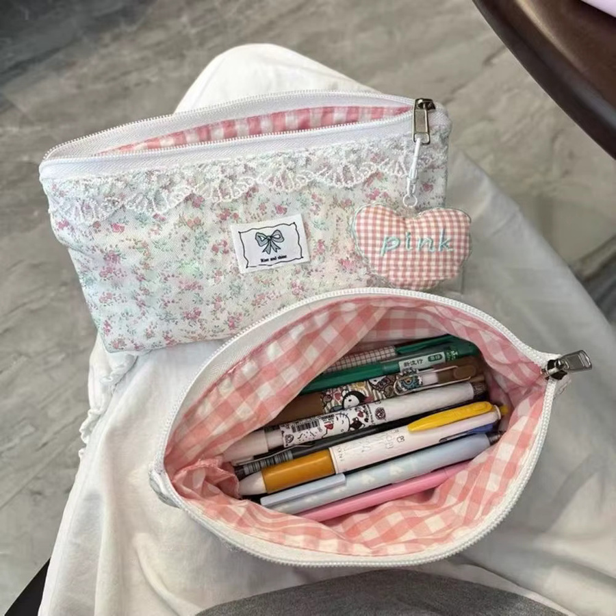 Multifunktionales Federmäppchen mit Blumenmuster als Schreibwaren-Organizer für Schule und Büro, mehrfarbig - Bild 2
