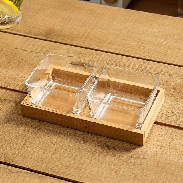 Exquisit Unterteilte Obstplatte aus Glas mit neun Gittern in Braun für Snacks und Dips - Bild 1