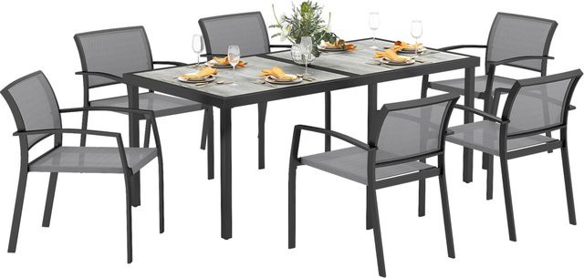 Outsunny Gartenmöbel-Set aus Kunststoff und Stahl in Grau, B/H/L: 87 x 180 x 72 cm - Bild 1