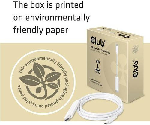 Club3D USB-C auf HDMI Adapterkabel in Weiß, Länge: 1,80 m, CAC-1514 - Bild 1