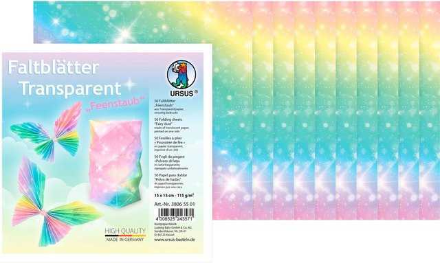 URSUS Transparentpapier-Faltblätter Feenstaub Multicolor - Bild 1