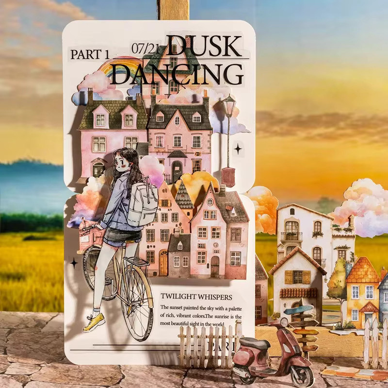 20 Stück Landschaftsgestaltungs-Dekoraufkleber im europäischen Cottage-Stil für Scrapbook und Hintergrundgestaltung, Mehrfarbig, B: 13,3 cm, H: 9,5 cm - Bild 4