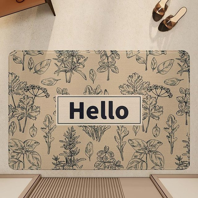 Einfache Eingangstür-Bodenmatte in Beige, rutschfester und saugfähiger Schmutzfangteppich für Veranda und Haushalt, B/B: 50 x 80 cm - Bild 1