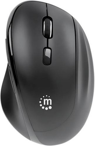 Manhattan 190237 Ergonomische Kabellose Optische Maus in Schwarz mit USB-A und USB-C Anschluss sowie bis zu 1600 dpi - Bild 1