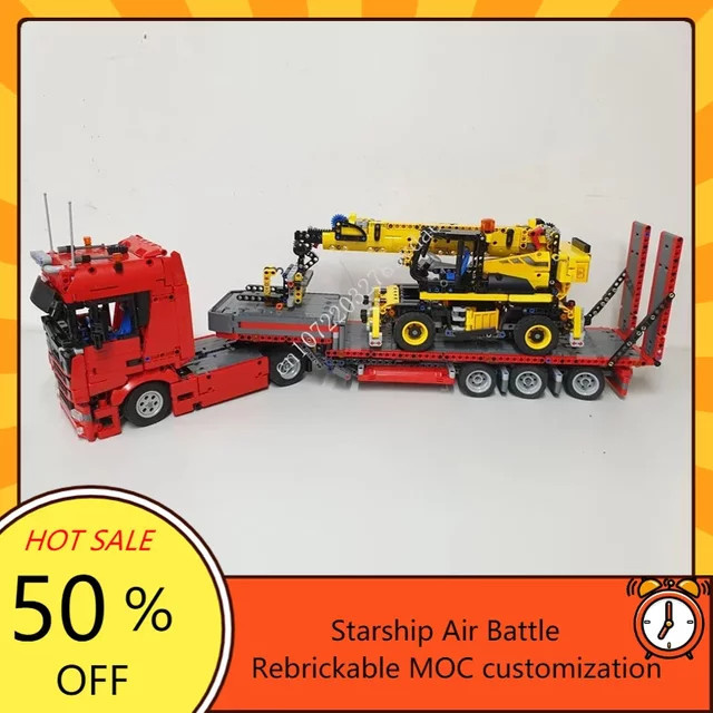 High-Tech MOC Truck, Lenkwanhänger und JCB Teleskopmodell, DIY Transporter Truck, 2562 Teile - Bild 1