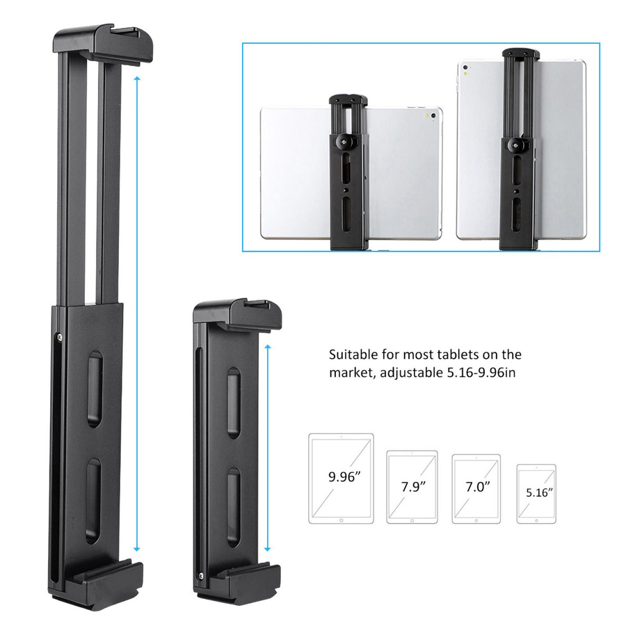 Igeteck UPad Pro Aluminium Tablet Stativ Halterung mit Clamp und Kaltgarbe für iOS in Schwarz - Bild 4