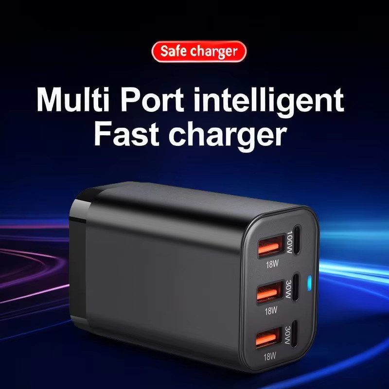 Deepartner USB-C-Schnellladestation 200W Multi-Port GaN Wandladegerät mit PPS und PD 100W in Schwarz - Bild 2
