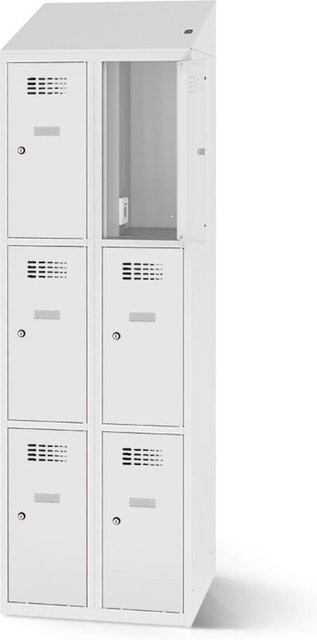 rotstahl Fächerschrank mit Ladefunktion und 6 Fächern in Hellgrau, B: 60 cm, H: 200 cm - Bild 1