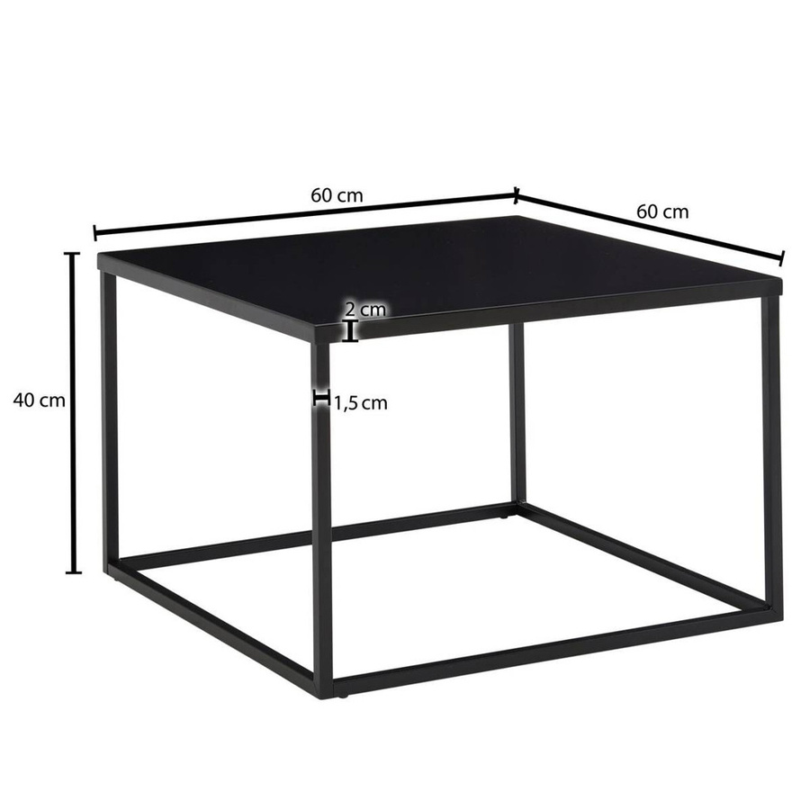 Wohnling Couchtisch modern in Schwarz aus Metall B/T/H: 60 x 60 x 40 cm - Bild 3