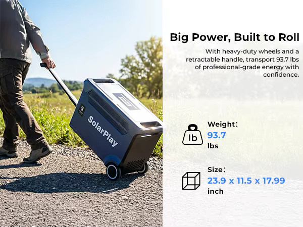 SOLARPLAY Q3600 Tragbares Kraftwerk mit 3840Wh LiFePO4-Batterie und 3600W Solargenerator in Grau - Bild 3