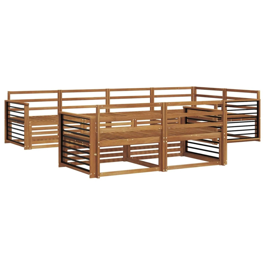vidaXL Outdoor-Sofagarnitur 7-teilig aus Akazienholz in Braun, L-Form mit modernem Design - Bild 2