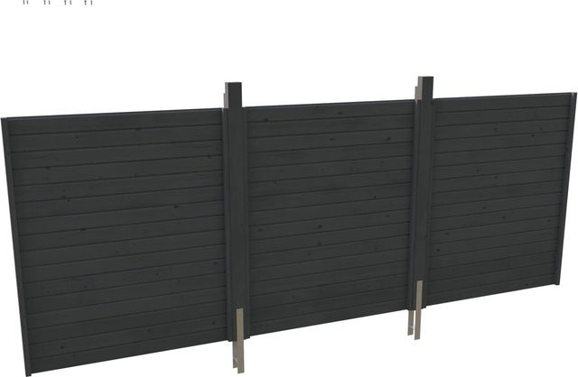 Skan Holz Rückwand Profilschalung für Carport der Serien Friesland, Wallgau und Spreewald, Schiefergrau, B: 550 cm, H: 200 cm - Bild 1