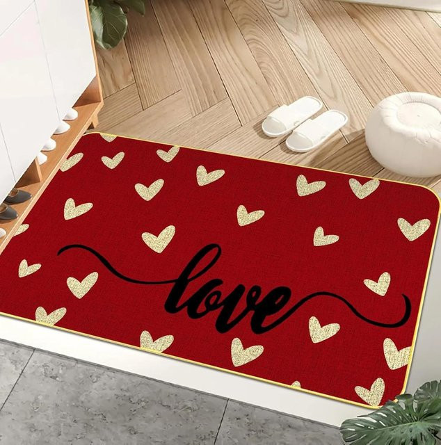 Dekorative Kelim Fußmatte mit Retro-Blumenrand und Humor-Textmustern, weicher Eingangsteppich für dein Zuhause, B/T/H: 60 x 40 x 1 cm - Bild 1