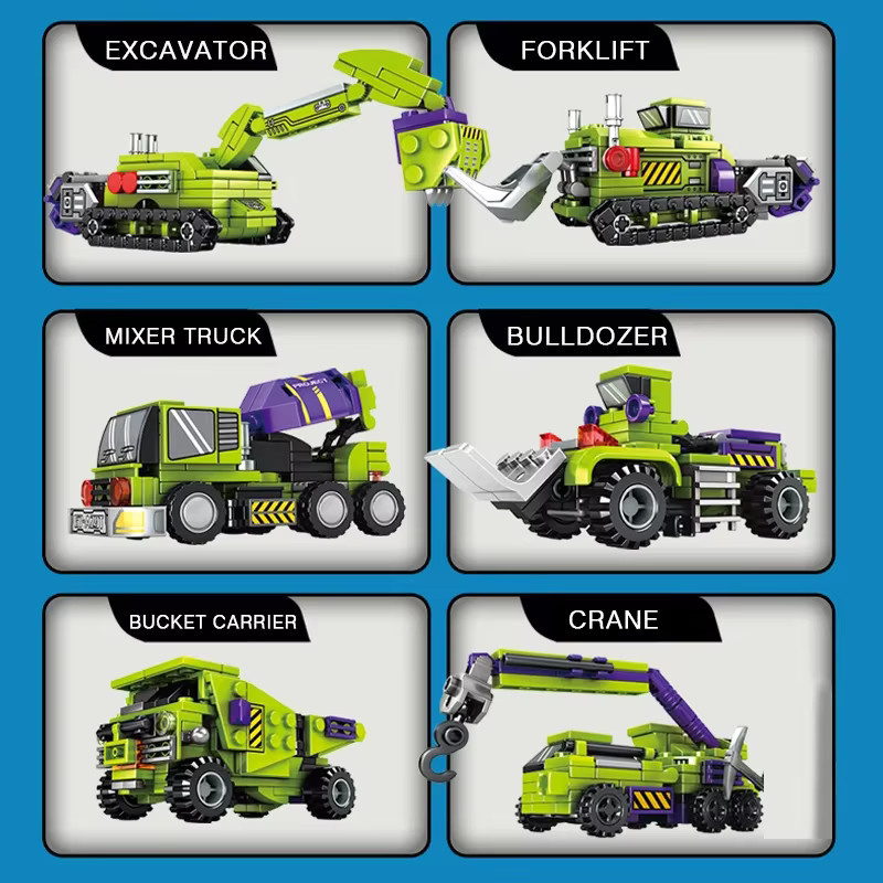 ZKZC 6 in 1 Verformung Auto Montage Bausteine, Transformation Rotots Fahrzeug, Ziegel, Actionfigur, Puzzle Spielzeug - Bild 2