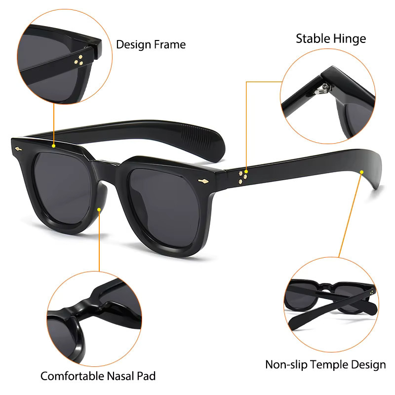 CATERSIDE Sonnenbrille, Retro, Vollrand, Kunststoff, Schwarz, Unisex - Bild 4