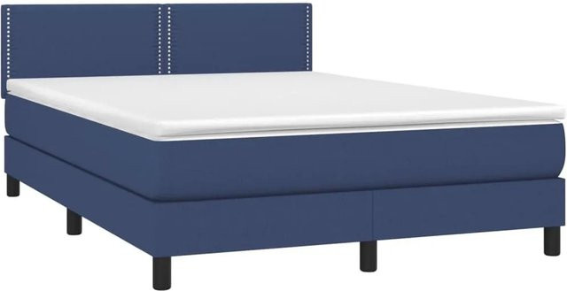 vidaXL Hybrid-Boxspringbett mit Matratze und LED-Unterbettbeleuchtung in Blau und Weiß, B/T/H: 140 x 190 cm - Bild 1