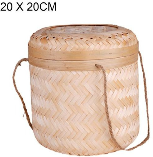 Handgefertigter Aufbewahrungskorb aus Stroh und Rattan mit Deckel, quadratischer Organizer für Snacks oder Teeblätter, B/T/H: 20 x 20 x 4 cm - Bild 1