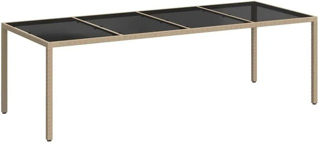 Furnicato Gartentisch aus Poly Rattan und Hartglas in Beige B/T/H: 250 x 100 x 75 cm - Bild 1