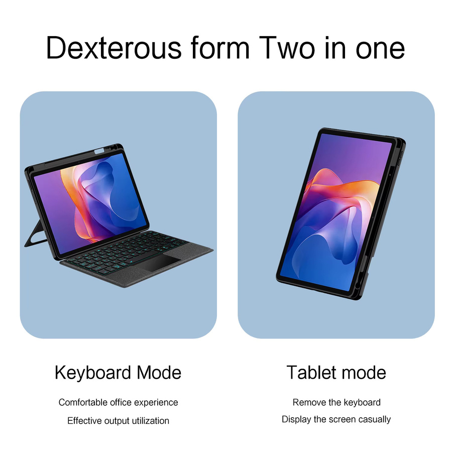Magic Keyboard für Xiaomi Redmi Pad 2 2025 11 Zoll Tablet-Hülle mit Stifthalter in Schwarz - Bild 4