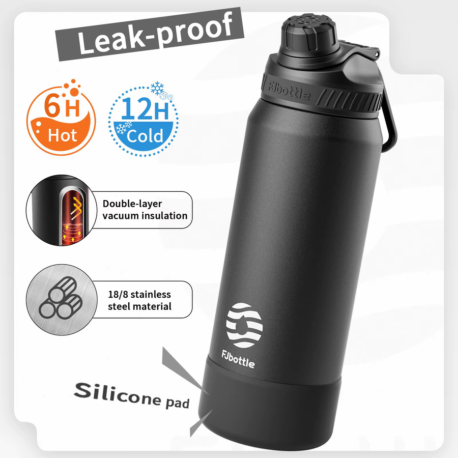 FJbottle Isolierflasche aus Edelstahl als Thermowasserflasche und Tumbler in Schwarz oder Weiß, 710 ml oder 950 ml - Bild 3