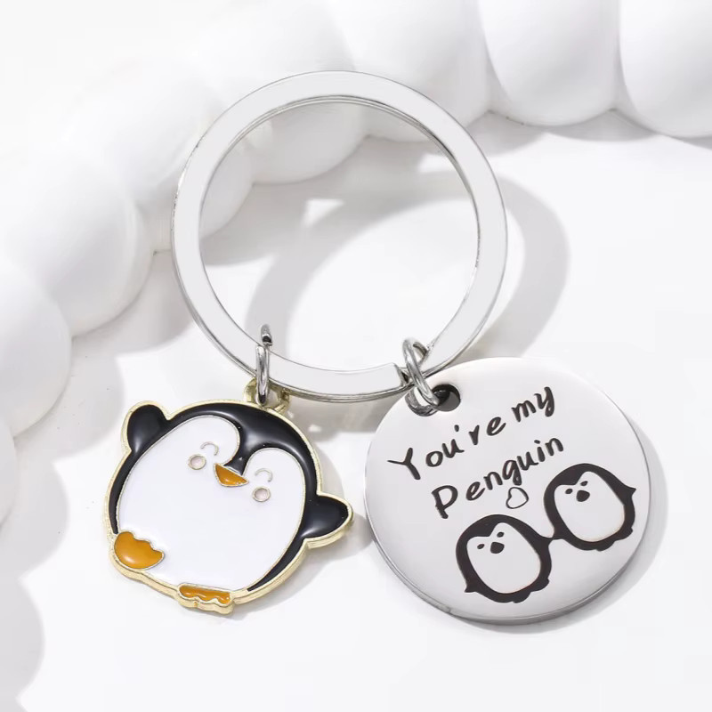 Schlüsselring Edelstahl, Cartoon Pinguin, Unisex - Bild 2