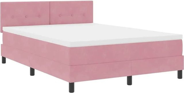 vidaXL LED Boxspringbett mit Matratze in Rosa, Samt, B/T/H: 160 x 200 x 280 cm - Bild 1