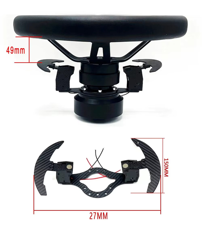SDAO Universelles Rennsport-Lenkrad-Tastenverlegungsset in Matt Carbon-Optik mit magnetischen Schaltwippen, Schwarz - Bild 1