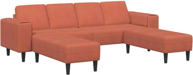 vidaXL Sofa in Rot-Orange mit Kissen aus Cordstoff, B/T/H: 250 x 188 x 76 cm - Bild 1
