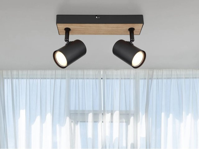 Globo Strahler Robby 2-flammig Schwarz matt B/T/H: 26,0 x 6,0 x 13,5 cm - Bild 1