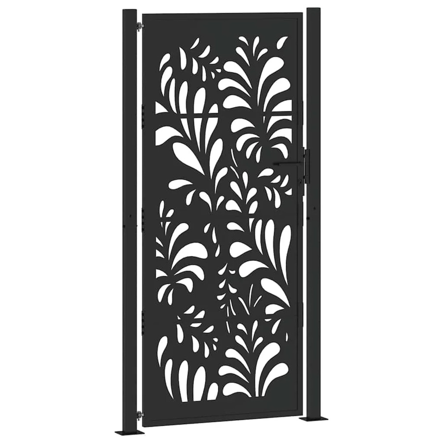 vidaXL Gartentor aus verzinktem Stahl in Schwarz mit Wellendesign, Breite: 110 cm, Höhe: 205 cm - Bild 2