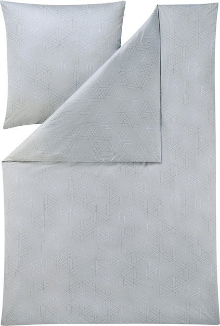 Estella Bettwäsche Pippa Mako-Jersey Art Deco in Anthrazit und Grau, B/H: 135 x 200 cm mit Kissenbezug 80 x 80 cm - Bild 1