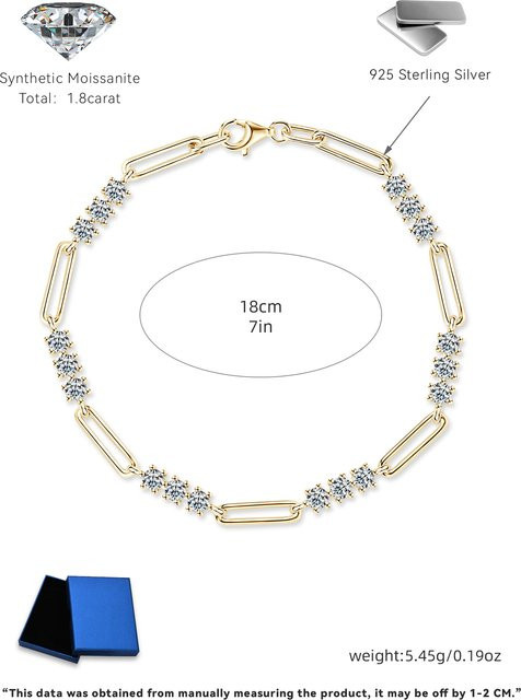 OXTAO Armband, 925 Silber, Moissanit, Damen - Bild 1