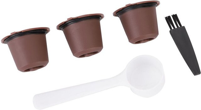 3er-Set wiederverwendbare Kaffeekapseln aus Edelstahl und Kunststoff passend für Nespresso in Schwarz und Braun - Bild 1