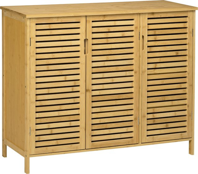 HOMCOM Schuhschrank aus Bambus in Natur mit 8 Regalböden für bis zu 16 Paar Schuhe, Schuhkommode mit Kippschutz für Flur und Diele, B/T/H: 100 x 35 x 80 cm - Bild 1