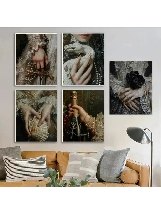 Potdemiel Leinwandgemälde Viktorianische Frauenporträts im Barockstil Retro Mode Wandkunst Multicolour - Bild 2