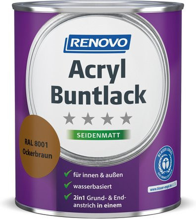 RENOVO Acryl-Buntlack für Holz, ockerbraun, seidenmatt, 0,75 l - Bild 1