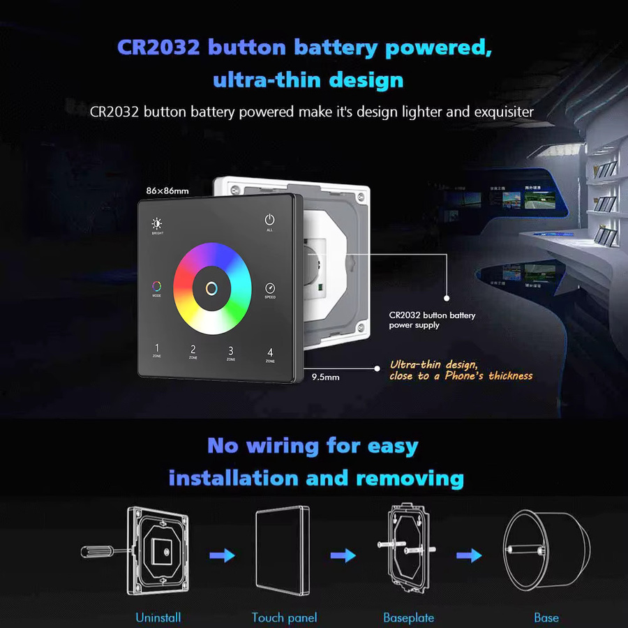CENFAYA ZigBee 5 in 1 LED Controller mit RF Touch Panel, Smart Dimmer Kit für LED Streifen mit App- und Sprachsteuerung, DC 12V 24V, RGB Unterstützung - Bild 4