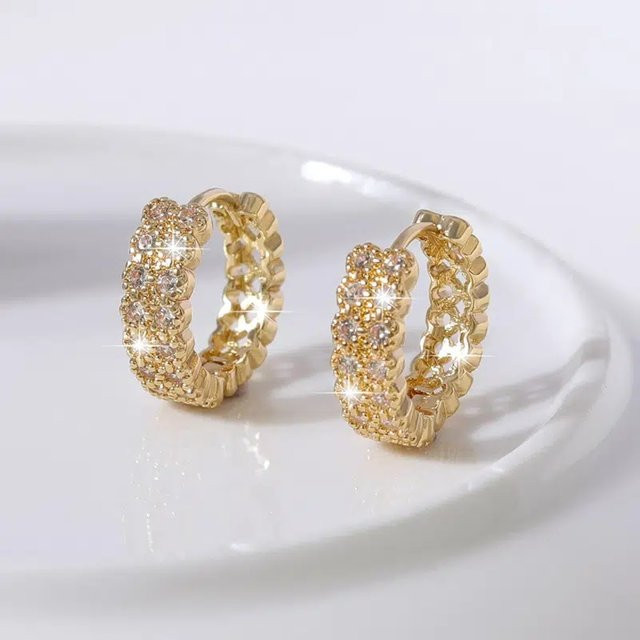Huitan Exquisite Creolen, Gold, Zirkonia, Damen - Bild 1