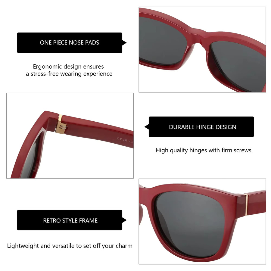 BLUEMOKY Cat-Eye Sonnenbrille, Damen, Vollrand, rot, Kunststoff - Bild 3