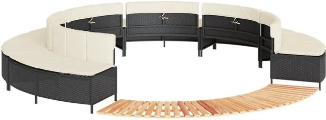 vidaXL Whirlpool-Umrandung aus Poly-Rattan und geöltem Akazienholz in Schwarz - Bild 1