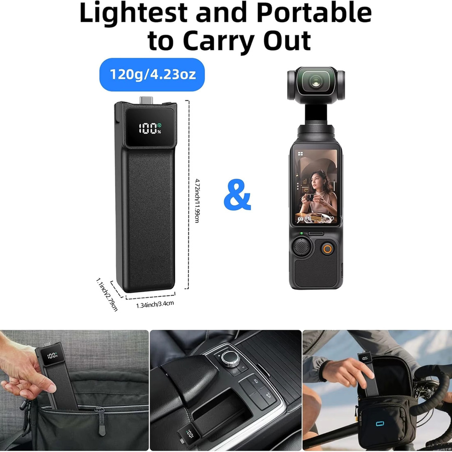DJI Osmo Pocket 3/4 Schnellladegerät und Controller in Schwarz mit USB-C-Kabel und 1/4-Zoll-Gewindeanschluss - Bild 6