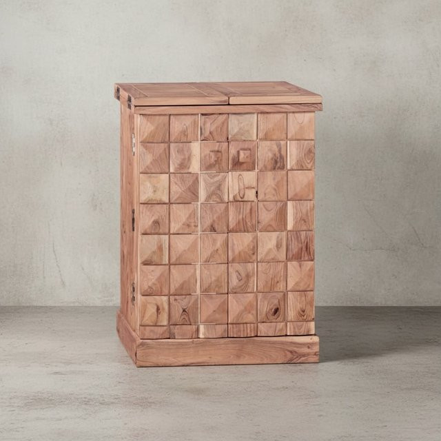 KADIMA DESIGN SAAR Hausbar aus Massivholz Akazie in Braun, ausklappbare Weinbar und Barschrank mit Türen, B/T/H: 65 x 50 x 91 cm - Bild 1