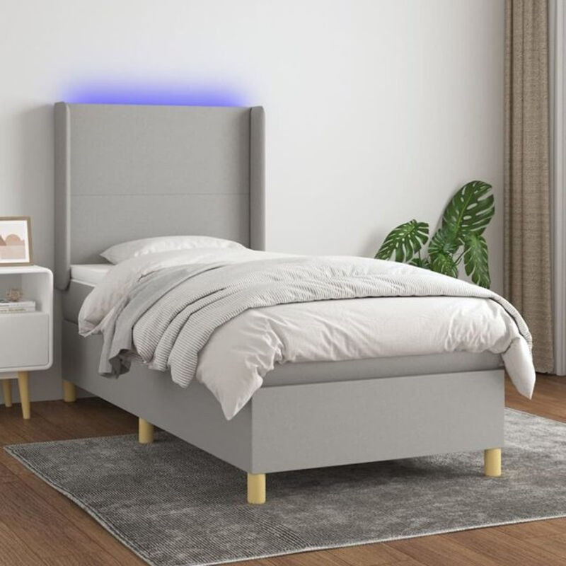 Vidaxl Boxspringbett mit Matratze in Grau und Weiß aus Stoff, B/T/H: 80 x 200 x 118 cm - Bild 1