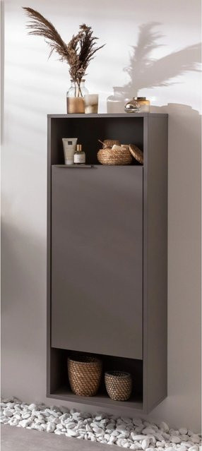 Fackelmann Midischrank B.Paris in Cubanit Grau mit Soft-Close-Türen, B/T/H: 40,2 x 32,0 x 125,7 cm - Bild 1