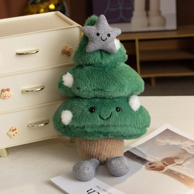 Jc Weihnachts Schneekugel Plüschtier mit Baumwollfüllung in Grau für die Feiertagsdekoration und als Kindergeschenk - Bild 1