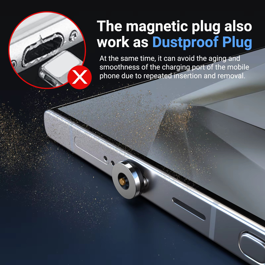 AUFU 540 Grad drehbarer magnetischer USB auf Typ-C Adapter als Ladekabel und Buchsenkonverter für Mobiltelefone - Bild 5