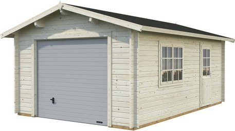Palmako Holz-Einzelgarage Rasmus mit Sektionaltor aus Fichtenholz in Beige, B/T: 360 x 550 cm - Bild 3